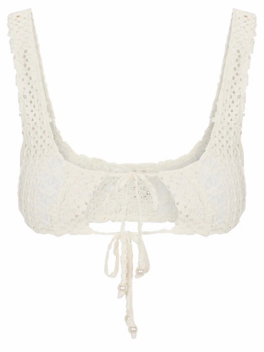 Crochet Tie-Front Crop Bralette - Cream